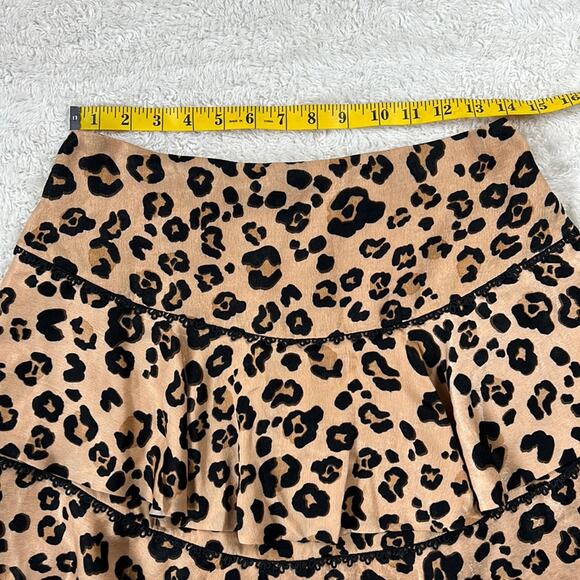 Olivaceous leopard print tiered ruffle skirt, size L - Picture 5 of 8